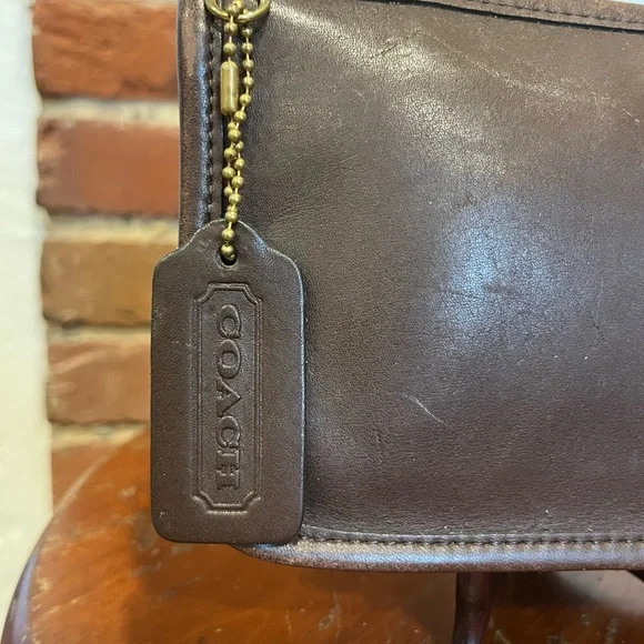 Vintage Coach Chunky Pouch Case Cosmetic Bag Brown Zip USA W/tag & Creed - Picture 4 of 16